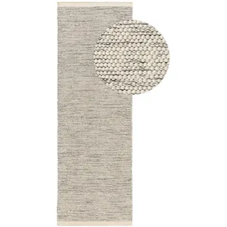 benuta pure Wollteppich-Läufer, Beige, Textil, Beton Optik, Rechteckig, 80x250 cm - Naturfaserteppich aus Wolle