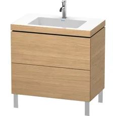 Duravit L-Cube Möbelwaschtisch c-bonded mit Unterbau bodenstehend, 80x48 cm, 2 Auszüge, ohne Überlauf, 1 Hahnloch, Farbe: Europäische Eiche Dekor