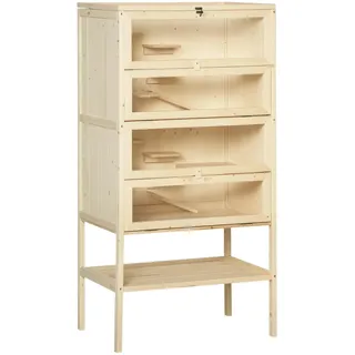PawHut Kleintierkäfig 5 Etagen 60 x 40 x 120 cm Naturholz
