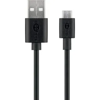 goobay 38660 USB Lade- und Synchronisationskabel, 2 m, Schwarz - für Android-Geräte, Schwarz