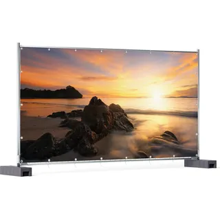 Wallario XXL Outdoor-Poster für Garten oder Balkon, Motiv Sonne über dem Meer mit Felsenlandschaft, in ca. 340 x 173 cm - Braun