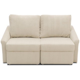 DOMO. collection Sofa Relax, 2-Sitzer Dauerschläfer, Boxspring Couch mit Schlaffunktion, Schlafsessel, Gästebett, Schlafsofa 168 x 96 x 86 cm (BxTxH), Cord in beige