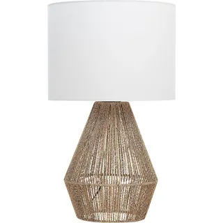 BELIANI Tischlampe Natürlich und Weiß Metall Vasenform 52 cm Stoffschirm Trommelform Kabel mit Schalter handgefertigt Boho Schlaf- u. Wohnzimmer - Braun, Weiß