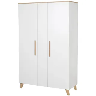 roba kids Kinderkleiderschrank Leon 2,5-türig 119 x 190 x 52 cm Eiche massiv weiß