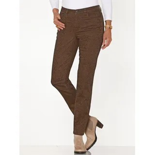 Bequeme Jeans CLASSIC BASICS, Damen, Gr. 25, Kurzgrößen, braun (braun, schoko, bedruckt), 97% Baumwolle, 3% Elasthan, gemustert, lang, Jeans Bequeme Jeans