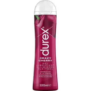 DUREX Crazy Cherry Gleitgel – Geschmack Kirsche – Gleitmittel auf Wasserbasis – 100 ml, Transparent, 100 ml