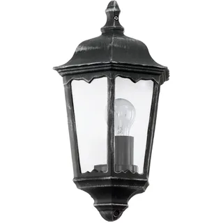 EGLO Außenleuchte Aluminium und Glas L29 x H43 x AL13 cm 1 flammig schwarz, silber-patina