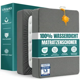 Wasserdichter Matratzenschoner 160 x 200 x 30cm, matratzenschutz (Grau)