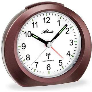 Funkwecker ohne Ticken mit Licht Snooze Leuchtzeiger Analog - 1856/3 (Braun)