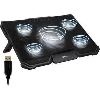 KLIM Cyclone - Laptop Kühler - NEU - Ständer - Maximale Kühlung - Verhindere Überhitzung - Schütze Dein Laptop - 5 Lüfter 2200 & 1200 RPM - Cooling Pad für Computer PS5 PS4 Xbox One - Weiß