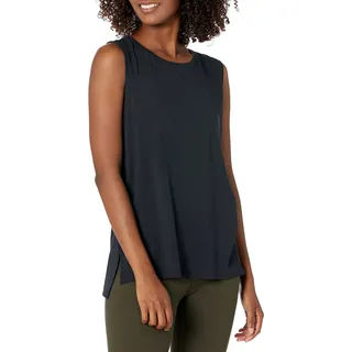 Amazon Essentials Damen Yoga-Tanktop Aus Weicher Baumwolle Mit Lockerer Passform (In Übergröße Erhältlich), Schwarz, XS