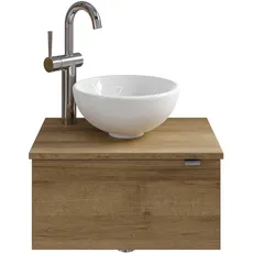 Saphir Waschtisch »Serie 6915 Waschschale mit Unterschrank für Gästebad, Gäste WC«, 51 cm breit, 1 Tür, Waschtischplatte, kleine Bäder, ohne Armatur, braun
