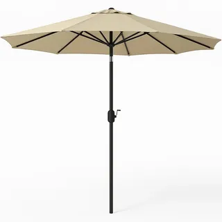 BAKAJI Sonnenschirm für den Garten, 2,7 m, für Balkon, Air-Vent-System, verstellbare Neigung und Kurbelöffnung, UV-Schutz, wasserdicht für Meer, Terrasse, Strand, beige, 270 centimetri