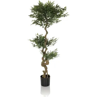 HJH Office Kunstpflanze Acacia Deko Pflanze Aralie künstlich 155 cm, pflegeleichter Kunstbaum, Grün 871054