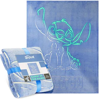 Get Trend Disney Stitch Kuscheldecke Leuchtend 130x150 cm, Flauschige Decke aus Fleece, Leuchtet im Dunkeln, Geschenke für Kinder & Erwachsene (Lila Stitch)