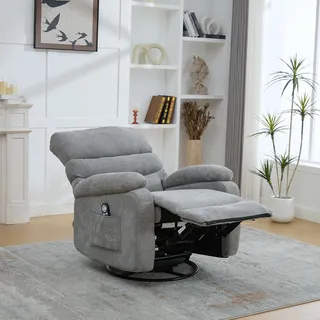 Elektrischer 360° drehbarer Relaxsessel, Grau, mit, massage-, und, wärmefunktion - Grau