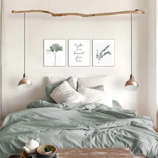 Reinders! Wandbild »Zusammen Eukalyptus - Pflanze - Ginkgo - Natur - Liebe«, (3 St.), grün