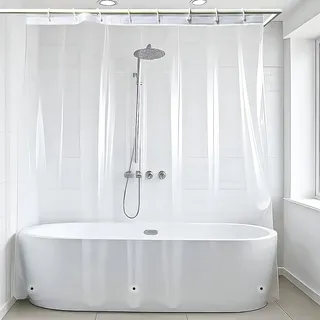ANSIO ARVO Transparenter Duschvorhang 180 x 180 cm | PEVA Wasserdicht & Antischimmel Badezimmer Vorhang - Transparent Duschvorhang Liner - Haken Nicht im Lieferumfang enthalten