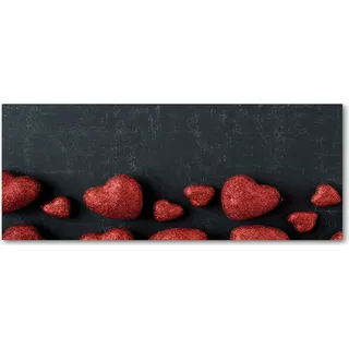 Tulup® Küchenrückwand Spritzschutz aus Glas -125x50 -Spritzschutz auf gehärtetes Glas Deko Sonstige Herzen an Tafel - Rot