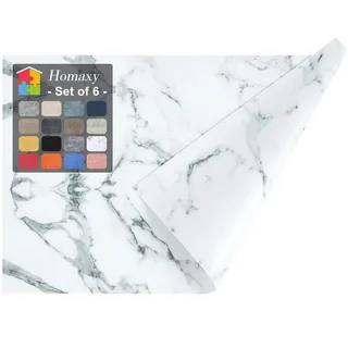 Homaxy Tischsets aus Kunstleder, hitzebeständig, 6 Stück, wasserdicht, abwischbar, waschbar, PU-Tischsets, leicht zu reinigen, rutschfest, 30 x 43,2 cm, Marmor