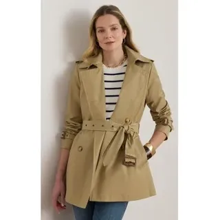 Lauren Ralph Lauren für Damen. 297967126002 Beigefarbener Crossover-Trenchcoat aus Baumwollmischung (M), Lässig, Baumwolle, Klassisch