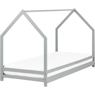 Beliani Kinderbett Hausbett 90 x 200 cm Kiefer grau