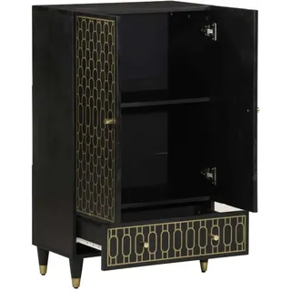 vidaXL Highboard 60x33x100 cm Massivholz Mango - Schwarz