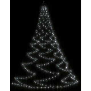 vidaXL Weihnachtsbaum an der Wand mit Metallhaken 260 LED Kaltweiß 3 m - Weiß