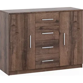 Kommode Zenit K2D4SZ breite 120 cm 4-Schubladen und 2-Türen klassische Anrichte Wohnzimmer oder den Flur solide Sideboard (Monastery Eiche) - Dunkelbraun