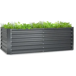 Blumfeldt Hochbeet, Großes Kräuterbeet Einfacher Aufbau, Hochbeet Garten & Balkon, Freistehendes Gemüsebeet für Blumen, Obst & Gemüse, Hochbeet aus Metall, Gartenbeet 180 x 60 x 90 cm, Hochbeet Grau - Grau