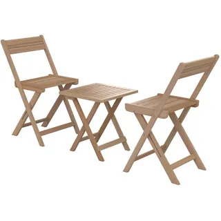 Ambia Garden Balkonset , Teakfarben , Holz , Akazie , vollmassiv , U-Form , 40x42x40 cm , Tisch klappbar, Stuhl klappbar , Gartenmöbel, Gartengarnituren, Gartenmöbel-sets