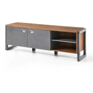 furn.design Auburn TV-Lowboard 156 x 53 cm Grau/Eichefarben Holzwerkstoff