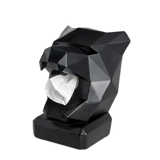 NEUSTEIN Panther Taschentuchbox Taschentuchspender Panther-Kopf schwarz Design Figur Taschentuchhalter für Küche, Bad, Esszimmer und Schlafzimmer 21 x 23 x 30cm stabil schwer
