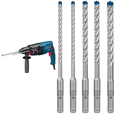 Bosch Professional Bohrhammer GBH 2-28 (880 Watt, mit SDS-plus Aufnahme, bis 28 mm Bohr-Ø, Rückschlag-Schutz, im Koffer) + 5x Expert SDS plus-7X Hammerbohrer Set (für Stahlbeton, Ø 6-10 mm, Zubehör)