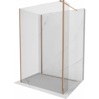 Mexen Kioto Duschwand Walk-in 130 x 95 x 40 cm, transparent, Roségold - 800-130-095-221-60-00-040 - Rosa