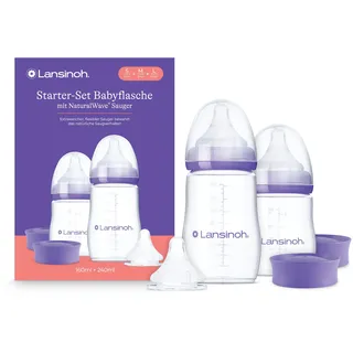 Lansinoh Babyflaschen Set mit NaturalWave Sauger S, M & L, 160 & 240 ml