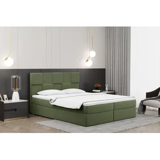 Kaiser Möbel Boxspringbett 100x200cm mit bettkasten und matratze+topper, Schlafzimmerbett CLARA Olive - Olive