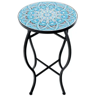 Costway Mosaiktisch Gartentisch Ø 30 x 50 cm Blau