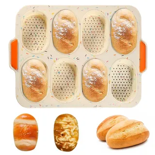 aghoer Backform Brötchen,Brotbackform, Brötchenbackformen, Antihaft Backblech Brotbackformen, für 8 Brötchen, für Backt French-Bread, Breadstick und Brötchen