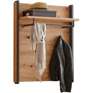 Hom`in Garderobenpaneel , Grau, Eichefarben , Metall, Kunststoff, Holzwerkstoff , 87.1x99.8x30.6 cm , Aufhängemöglichkeit, Hutablage, Kleiderstange , Garderobe, Garderobenpaneele, Garderobenpaneele