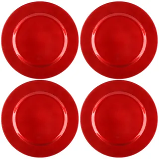 com-four® 4x glänzende Platzteller - wiederverwendbare einfarbige Unterteller als Tischdekoration - edle Dekoteller für Hochzeit, Familienfeier oder Weihnachten - Charger Ø 33 cm - Servierplatten