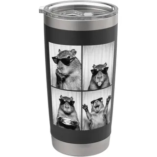 Lustige Capybara Photobooth, Capybara mit Sonnenbrille, Nager Doppelwandiger Edelstahl-Thermobecher