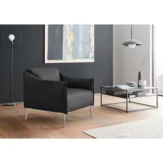 W.Schillig Cocktailsessel Sally Leder 84 x 78 x 84 cm Schwarz