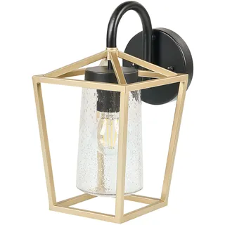 BELIANI Außenwandleuchte Gold / Schwarz Metall und Glas 33 cm Modern Rechteckig Laternenform Beleuchtung für Außen Draußen Terrasse Balkon Ausstattung - Gold, Schwarz
