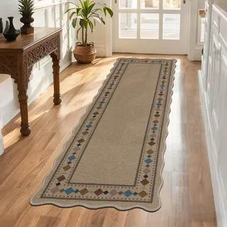 SHACOS Teppich Läufer 60x180 cm Läufer Flur rutschfest Teppichläufer Küchenteppich Waschbar Flur Teppich Läufer für Eingang, Küche, Wohnraum, Braun, Bunt