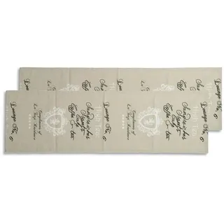 Tischläufer , Schwarz, Weiß, Beige , Textil , Tee , rechteckig , 40x140 cm , Oeko-Tex® Standard 100 , Heimtextilien, Wohntextilien, Tischwäsche, Tischläufer