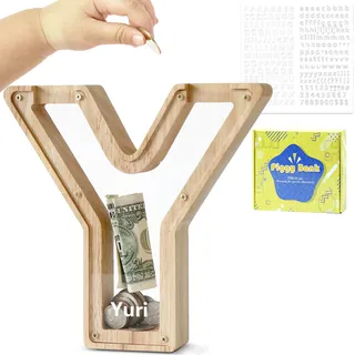 DBPBToU Spardose Kinder, Sparschwein Kinder, Buchstaben Spardose Holz, Spardose Personalisiert für Geburtstag Geschenk/Heimdekoration/Keepsake (Y)