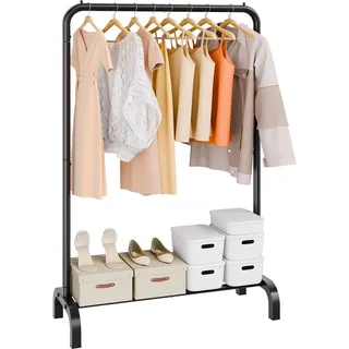 VEVOR Kleiderständer Garderobenständer 1 Kleiderstange, Strapazierfähiger Kleiderständer Schwarz 400 x 1010 x 1510 mm Kleiderständer für Schlafzimmer, Wäscheraum, Ankleidezimmer, Eingang usw.