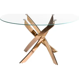 Angel Cerdá Runder Esstisch aus gehärtetem Glas und rosa Stahl 1169-Ø140 - Rosa