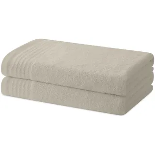 Degrees home – Set mit 2 Bade- oder Duschtüchern – Handtuch-Set – 100% Baumwolle – 480 g/m2 – 130 x 65 cm - BEIGE